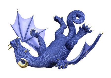 3D rendering of a fantasy dragon isolated on white backgroundの写真素材
