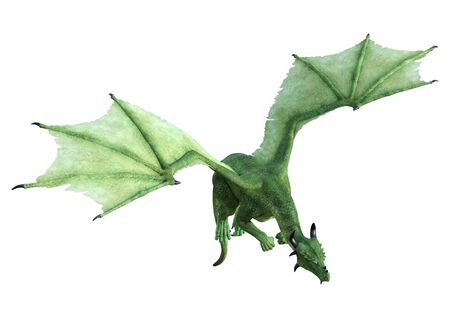 3D rendering of a fantasy dragon isolated on white backgroundの写真素材