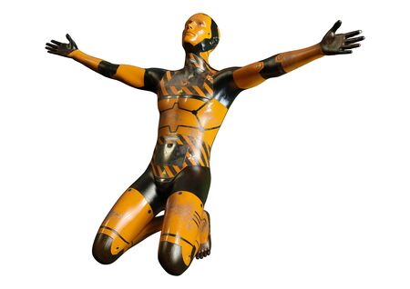 3D rendering of a male robot isolated on white background