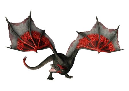 3D rendering of a fantasy dragon isolated on white backgroundの写真素材