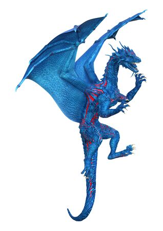 3D rendering of a fantasy dragon isolated on white backgroundの写真素材