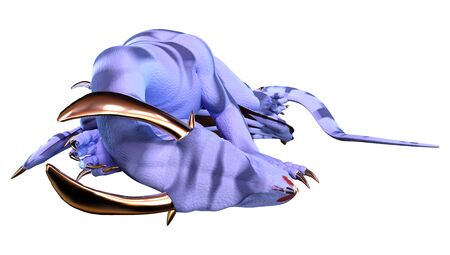 3D rendering of a fantasy dragon isolated on white backgroundの写真素材