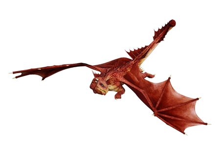 3D rendering of a fantasy dragon isolated on white backgroundの写真素材