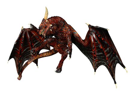 3D rendering of a fantasy dragon isolated on white backgroundの写真素材