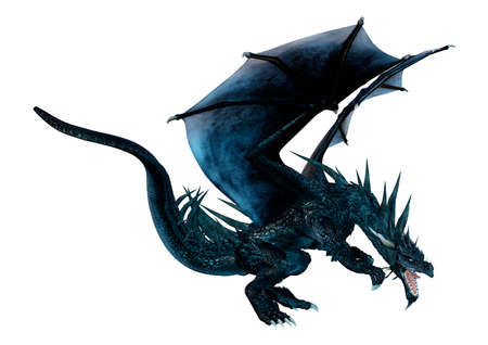 3D rendering of a fantasy dragon isolated on white backgroundの写真素材