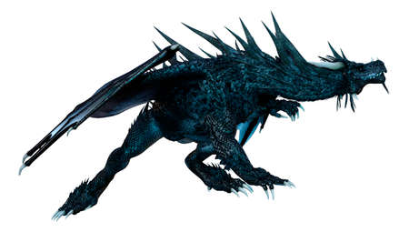 3D rendering of a fantasy dragon isolated on white backgroundの写真素材