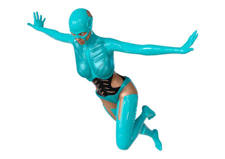 3D rendering of a female robot isolated on white background