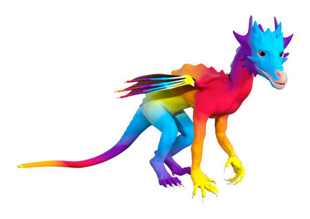 3D rendering of a fantasy dragon isolated on white backgroundの写真素材