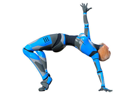 3D rendering of a female robot isolated on white background