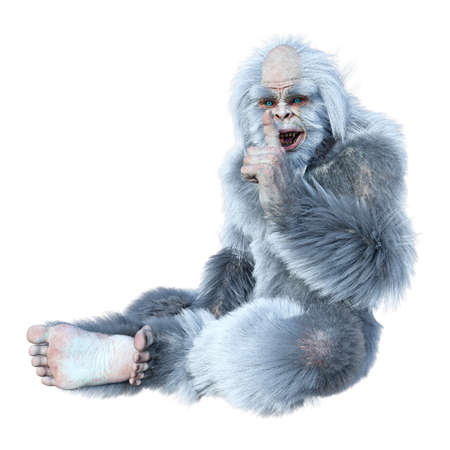 3D rendering of a fantasy creature yeti isolated on white background