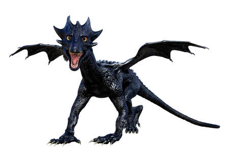 3D rendering of a fantasy dragon isolated on white background
