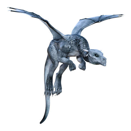 3D rendering of a fantasy dragon isolated on white background