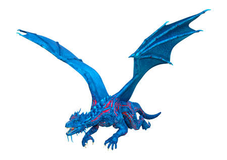 3D rendering of a fantasy dragon isolated on white background
