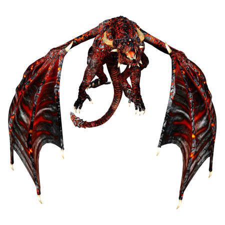 3D rendering of a fantasy dragon isolated on white background