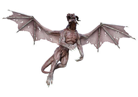 3D rendering of a fantasy dragon isolated on white background
