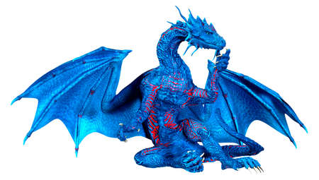 3D rendering of a fantasy dragon isolated on white backgroundの写真素材