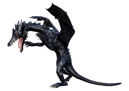 3D rendering of a fantasy dragon isolated on white backgroundの写真素材