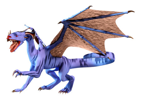 3D rendering of a fantasy dragon isolated on white backgroundの写真素材