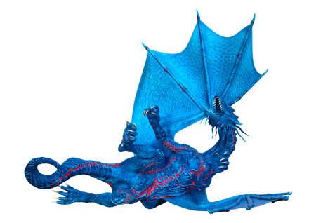 3D rendering of a fantasy dragon isolated on white backgroundの写真素材