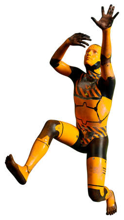 3D rendering of a male robot isolated on white backgroundの写真素材