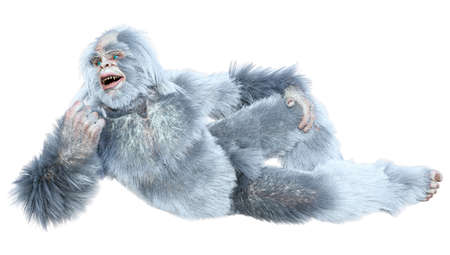 3D rendering of a fantasy creature yeti isolated on white backgroundの写真素材