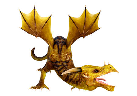 3D rendering of a fantasy dragon isolated on white background