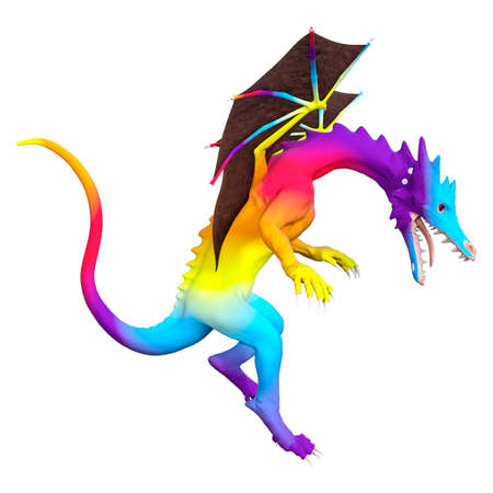 3D rendering of a fantasy dragon isolated on white backgroundの写真素材