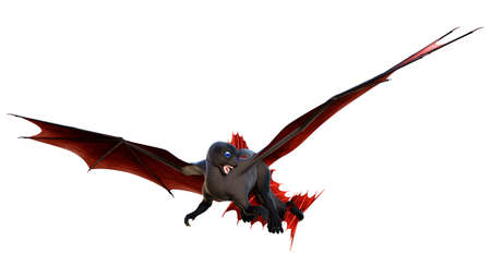 3D rendering of a fantasy dragon isolated on white background
