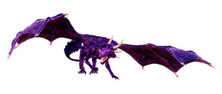 3D rendering of a fantasy dragon isolated on white background