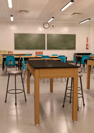 3D rendering of a classroom interior without peopleの写真素材