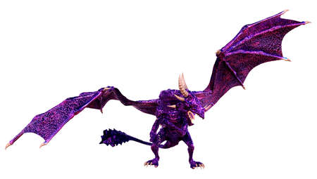3D rendering of a fantasy dragon isolated on white background