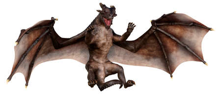 3D rendering of a fantasy dragon isolated on white backgroundの写真素材