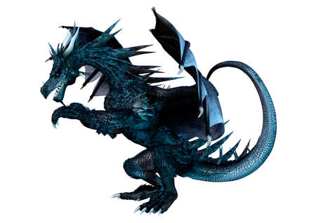 3D rendering of a fantasy dragon isolated on white backgroundの写真素材