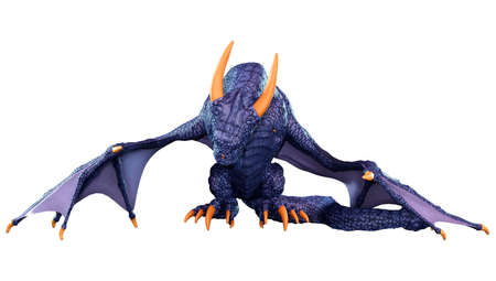 3D rendering of a fantasy dragon isolated on white backgroundの写真素材