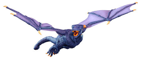 3D rendering of a fantasy dragon isolated on white backgroundの写真素材