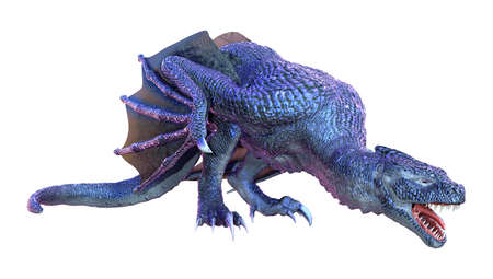 3D rendering of a fantasy dragon isolated on white backgroundの写真素材