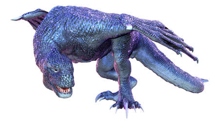 3D rendering of a fantasy dragon isolated on white backgroundの写真素材