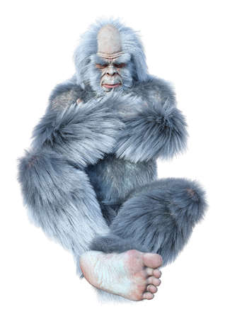 3D rendering of a fantasy creature yeti isolated on white background