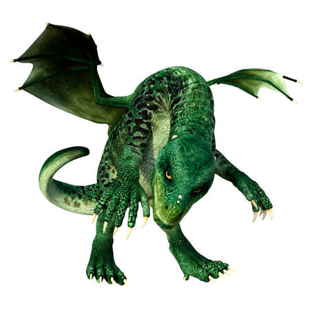 3D rendering of a fantasy dragon isolated on white background