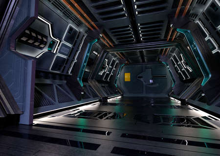 3D rendering of a futuristic sceince fiction corridor