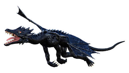 3D rendering of a fantasy dragon isolated on white backgroundの写真素材