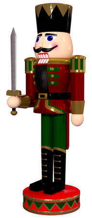 3D rendering of a nutcracker doll isolated on white background