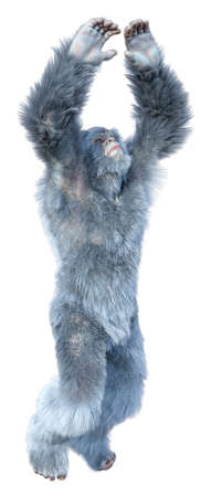 3D rendering of a fantasy creature yeti isolated on white backgroundの写真素材