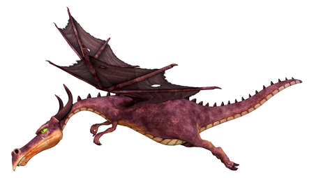 3D rendering of a fantasy dragon isolated on white backgroundの写真素材