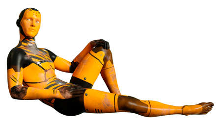 3D rendering of a male robot isolated on white background