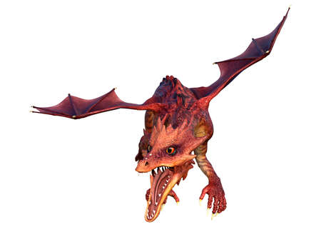 3D rendering of a fantasy dragon isolated on white background