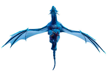 3D rendering of a fantasy dragon isolated on white backgroundの写真素材