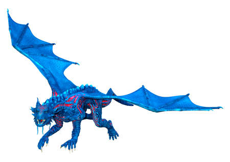 3D rendering of a fantasy dragon isolated on white backgroundの写真素材