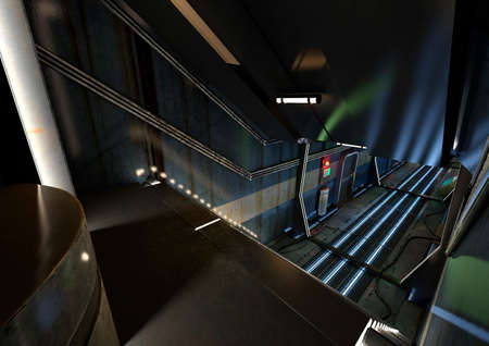 3D rendering of a futuristic sceince fiction corridor