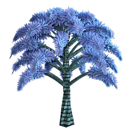 3D rendering of a blue fantasy alien tree isolated on white backgroundの写真素材